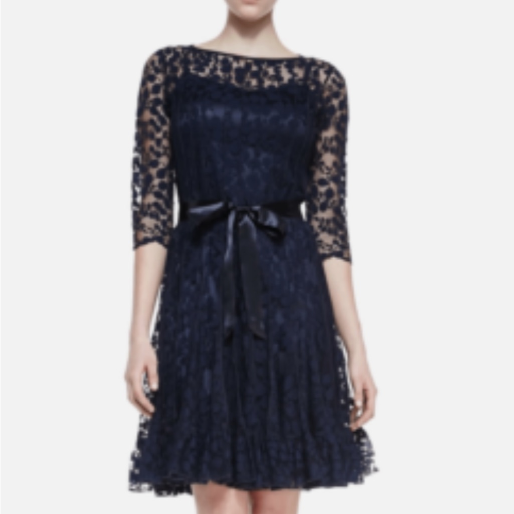 Rickie Freeman For Teri Jon Midnight Lace Midi Dress